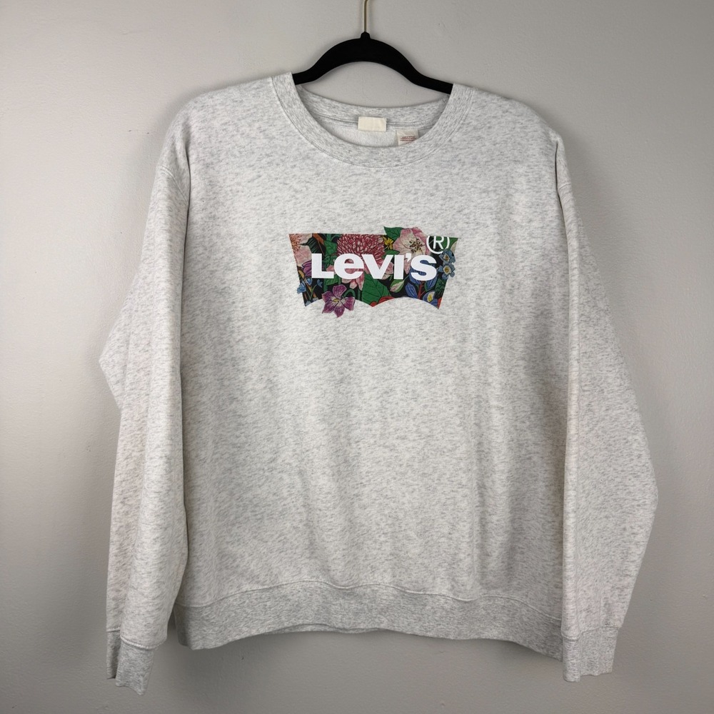 Levi's Sweatshirt Women's L Heather Gray Crew Neck Long Sleeve Classic Pullover
